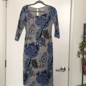 Long sleeve midi print dress